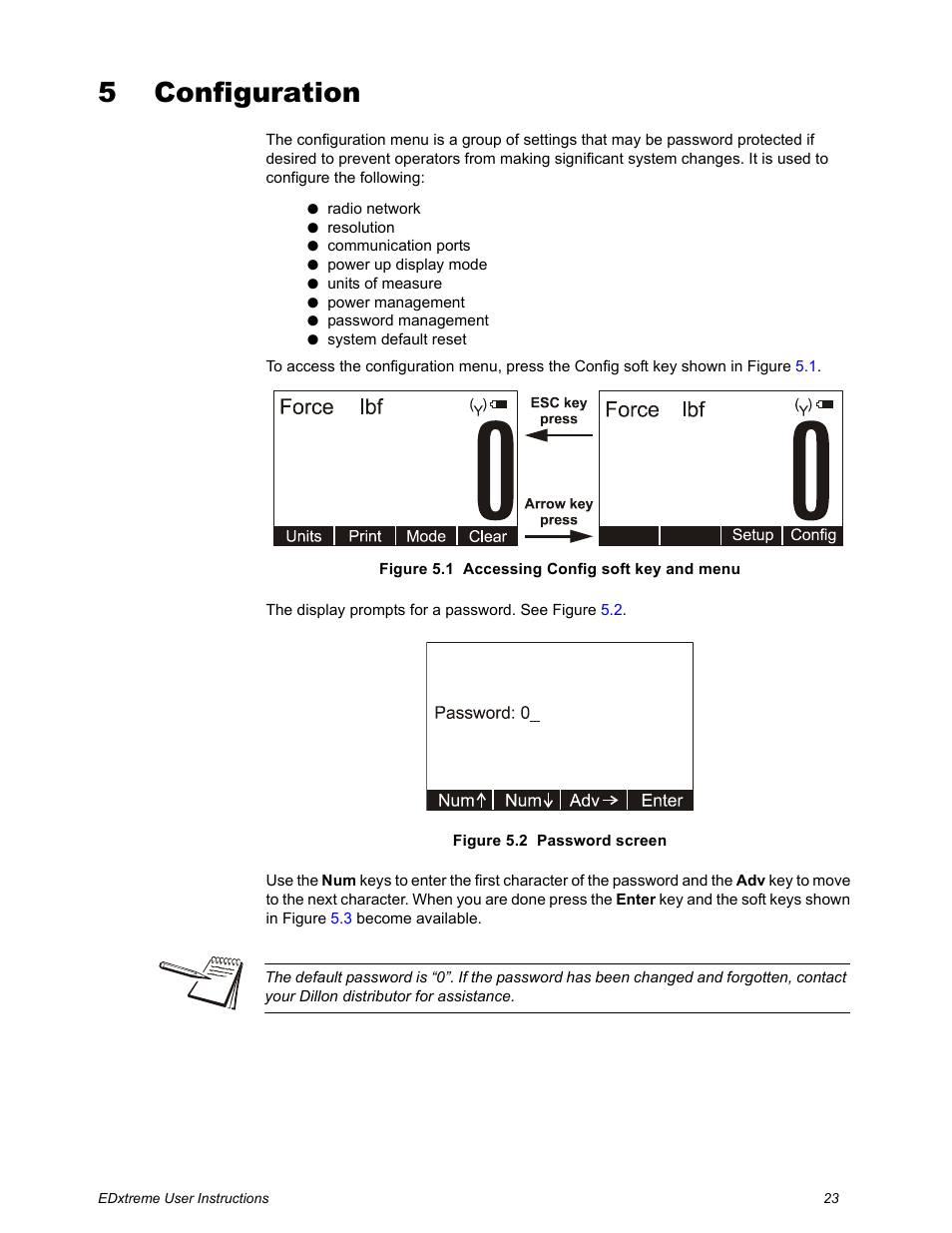 5 configuration, Chapter 5 configuration | Dillon EDXtreme (Old) User Manual | Page 23 / 50