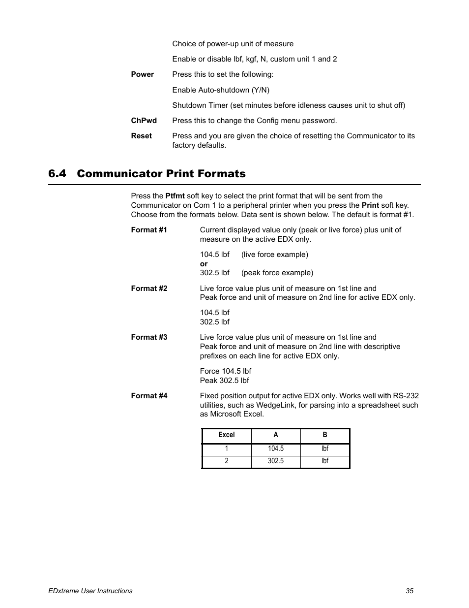 4 communicator print formats, Communicator print formats, Communicator | Print formats | Dillon EDXtreme (Old) User Manual | Page 35 / 50