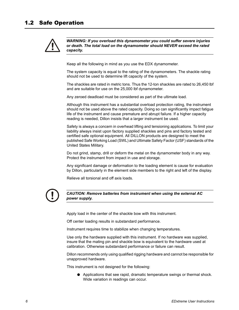 2 safe operation, Safe operation | Dillon EDXtreme (Old) User Manual | Page 6 / 50