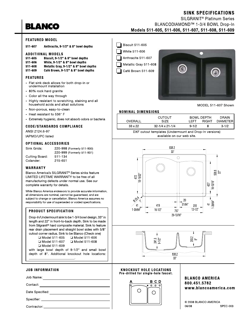 Blanco 511-606 User Manual | 1 page
