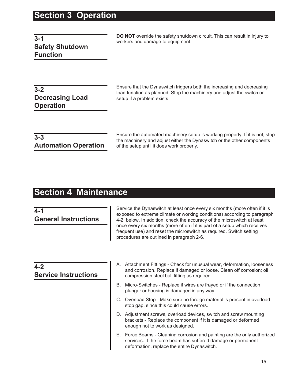 1 general instructions 4-2 service instructions | Dillon DynaSwitch User Manual | Page 15 / 20