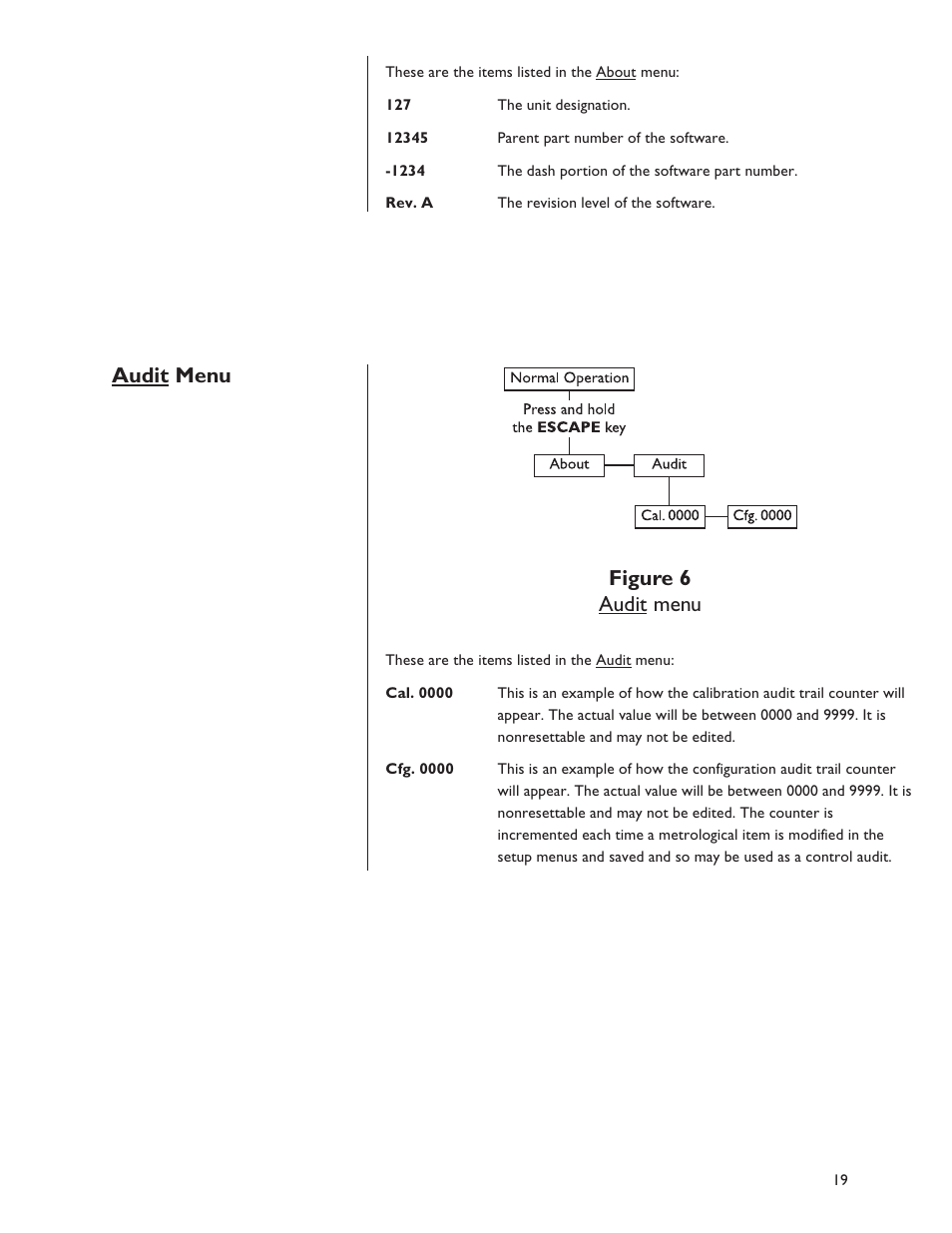 Figure 6 audit menu, Audit menu | Dillon FI-127 User Manual | Page 19 / 68