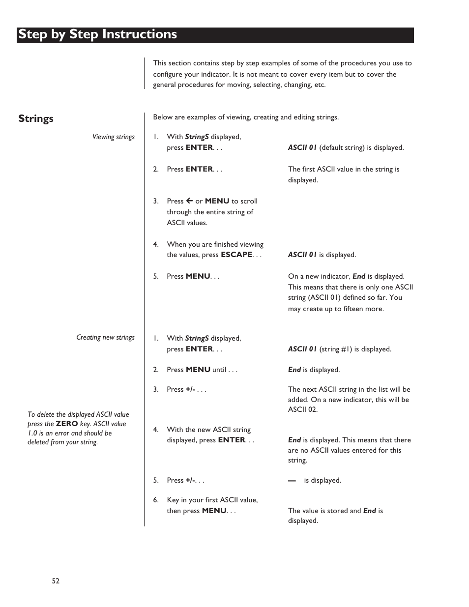 Step by step instructions, Strings | Dillon FI-127 User Manual | Page 52 / 68