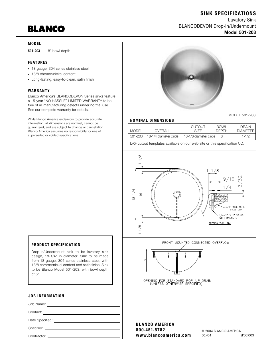 Blanco 501-203 User Manual | 1 page