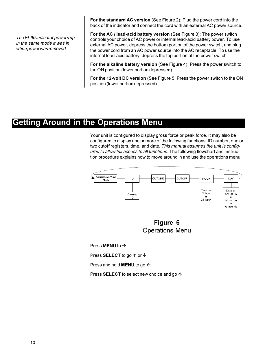 Getting around in the operations menu, Figure 6 operations menu | Dillon FI-90 User Manual | Page 10 / 24
