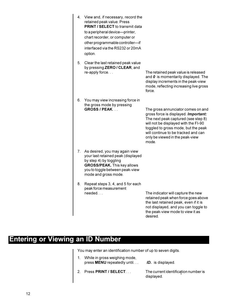 Entering or viewing an id number | Dillon FI-90 User Manual | Page 12 / 24