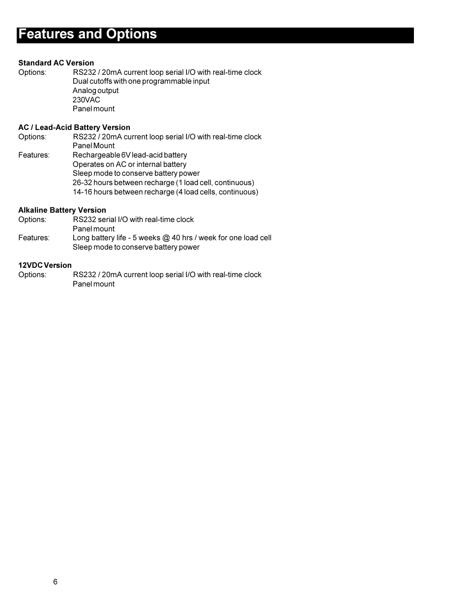 Features and options | Dillon FI-90 User Manual | Page 6 / 24