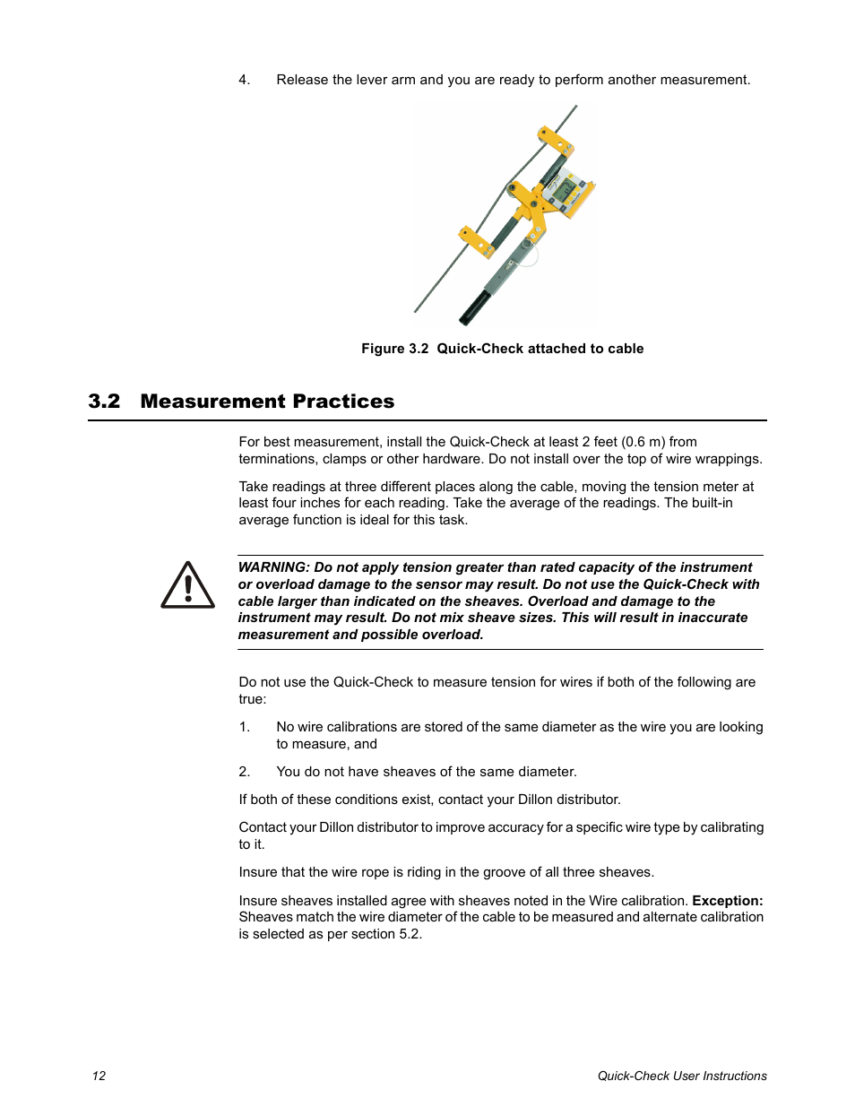 2 measurement practices, Measurement practices | Dillon Quick-Check Wire Tension Meter (Old) User Manual | Page 12 / 28