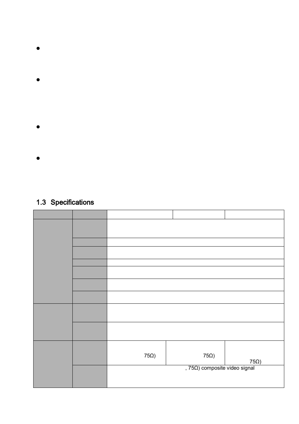 Specifications, 3 specifications | DVR systems DVR31xxH Series User Manual | Page 11 / 146