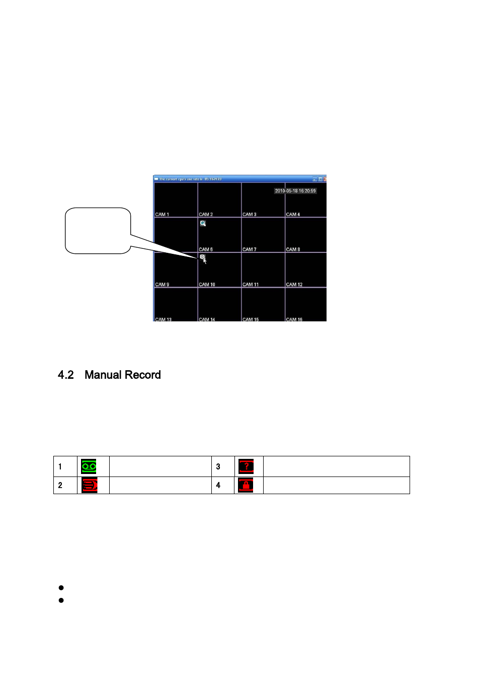 Preview zoom function, Manual record, Live viewing | 2 manual record | DVR systems DVR31xxH Series User Manual | Page 29 / 146
