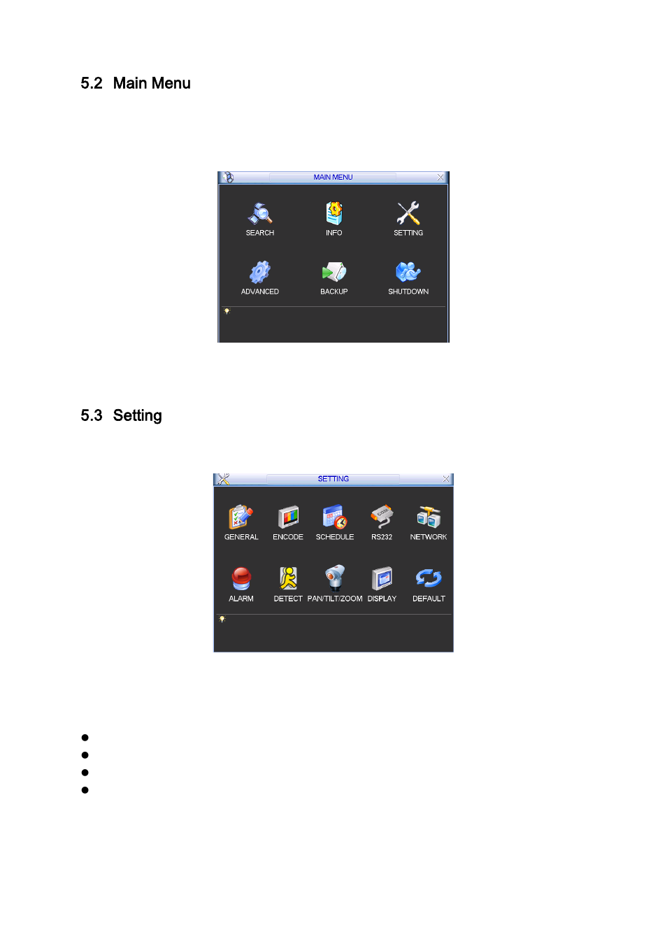 Main menu, Setting, General | 2 main menu, 3 setting | DVR systems DVR31xxH Series User Manual | Page 53 / 146