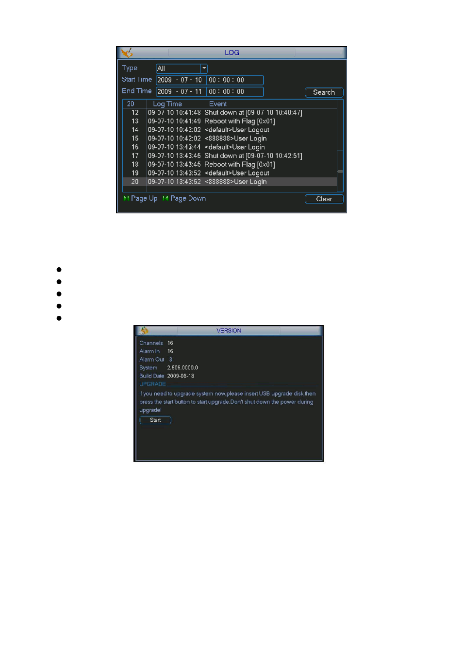 Version, Online users | DVR systems DVR31xxH Series User Manual | Page 75 / 146