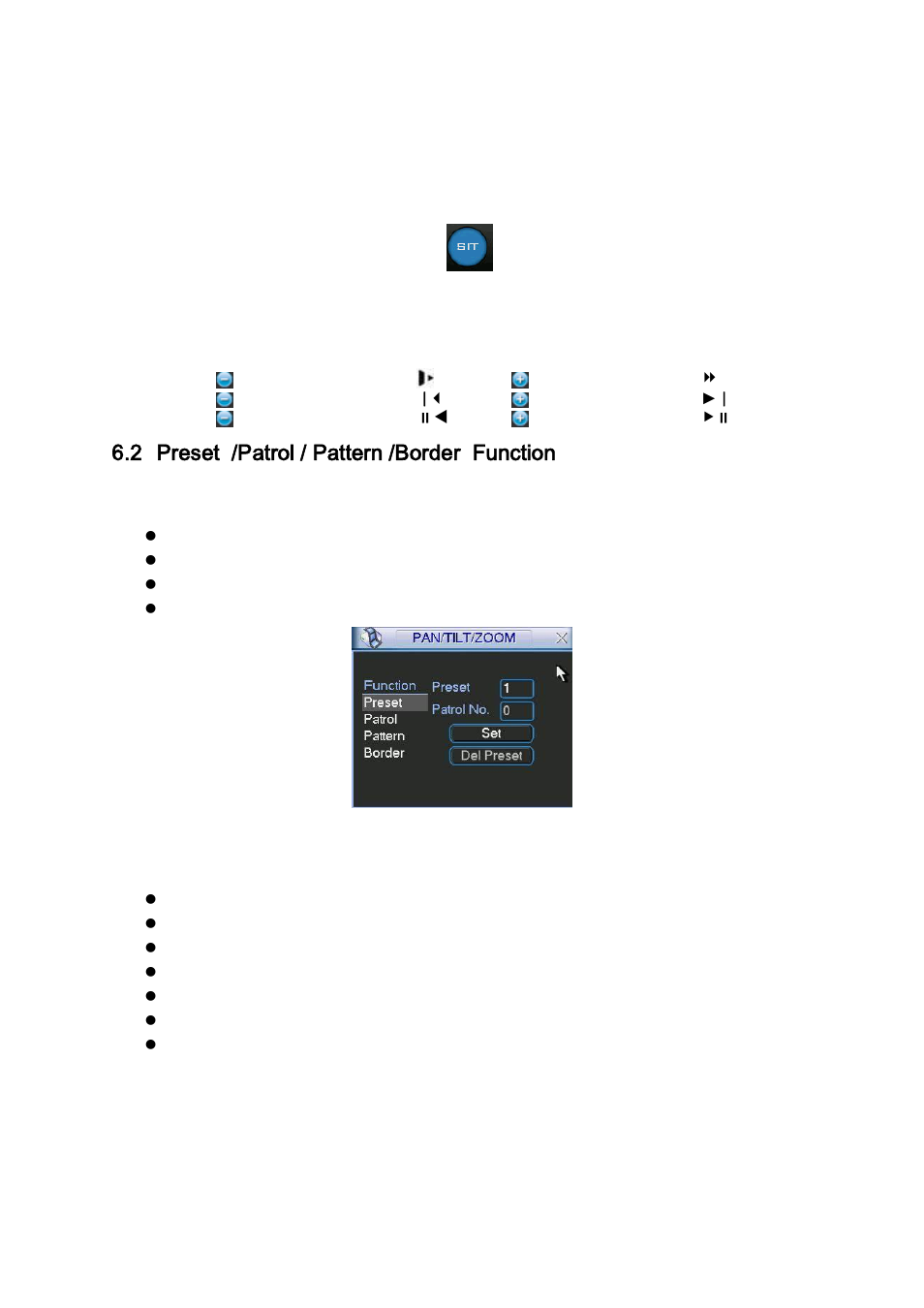 Preset /patrol / pattern /border function, 2 preset /patrol / pattern /border function | DVR systems DVR31xxH Series User Manual | Page 78 / 146