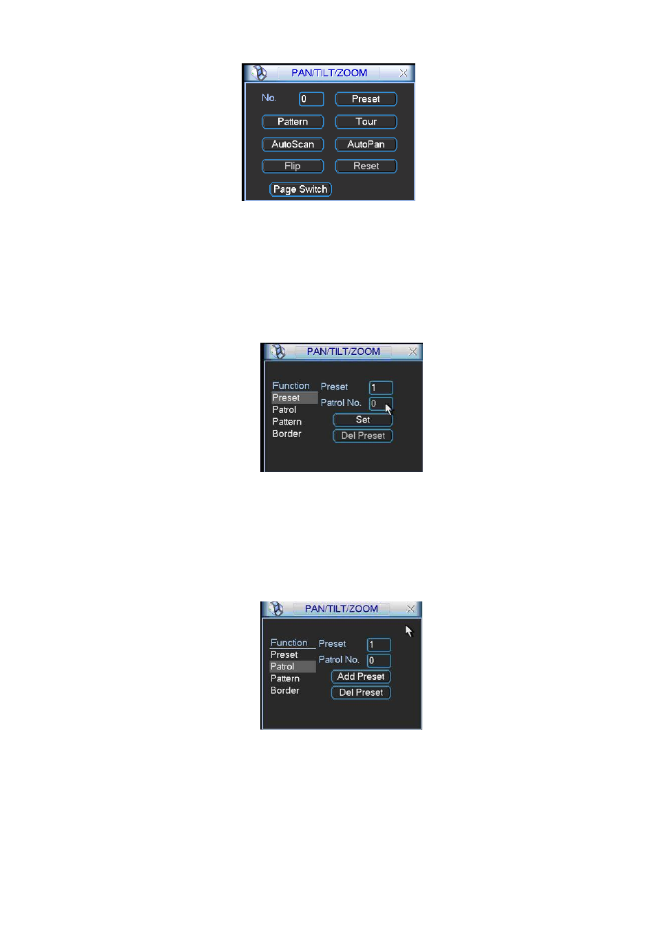 Preset setup, Activate preset, Patrol setup | Activate patrol, Pattern setup, 40 4h, Figure 6-6 | DVR systems DVR31xxH Series User Manual | Page 79 / 146