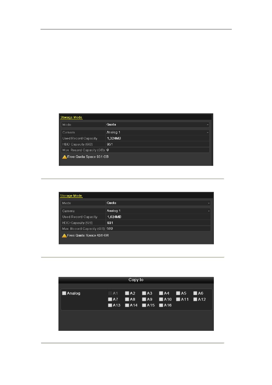 4 configuring quota mode | DVR systems DVR-HDE-960H-960H2 Series User Manual | Page 145 / 180