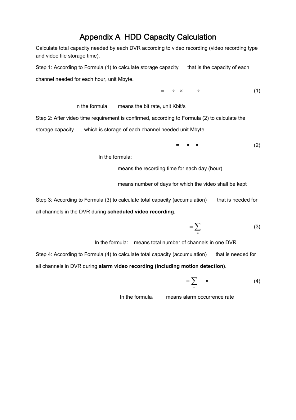 Appendix a hdd capacity calculation | DVR systems DVRxx04HF-A Series User Manual | Page 167 / 181