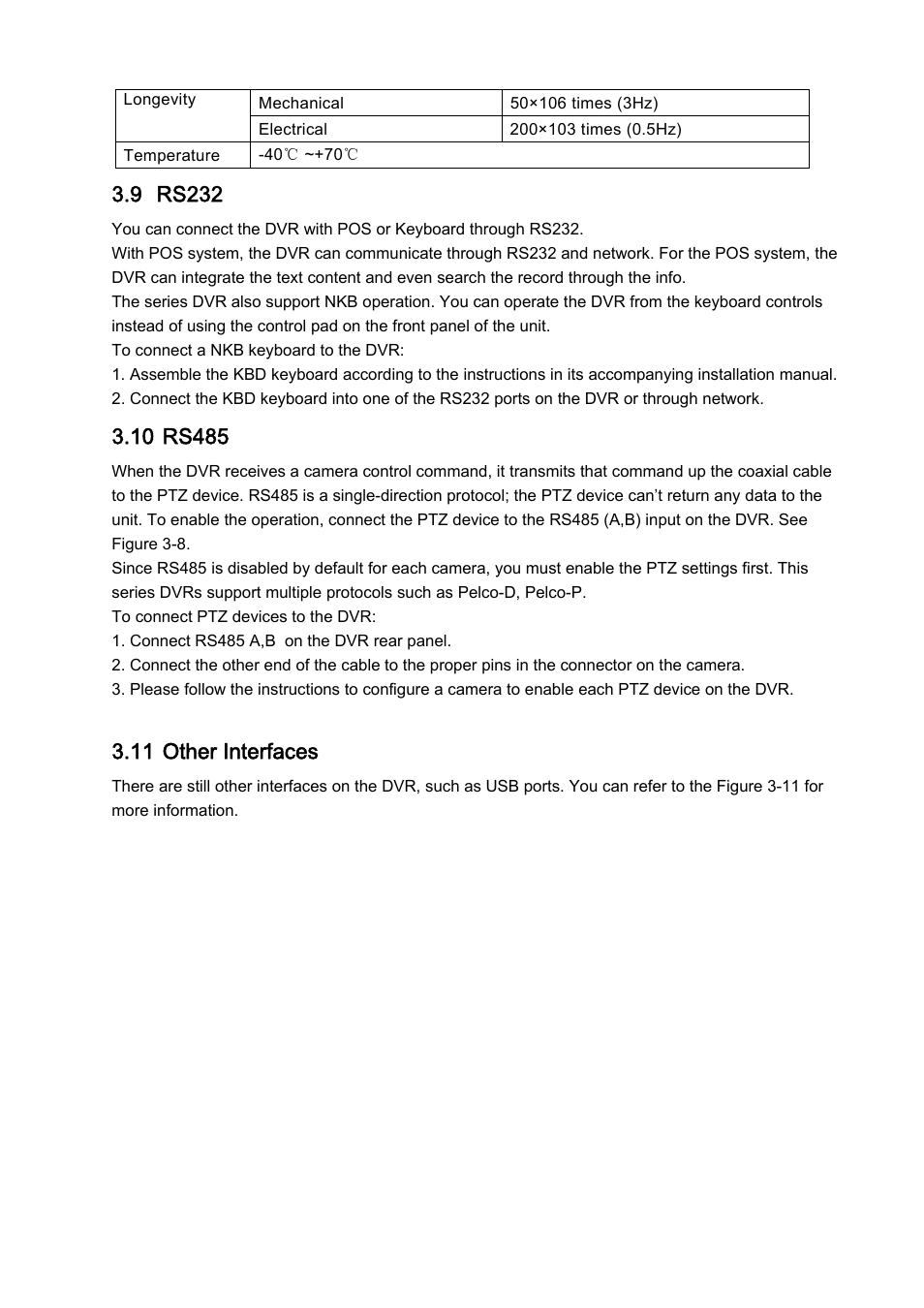 9 rs232, 11 other interfaces | DVR systems DVRxx04HF-A Series User Manual | Page 51 / 181