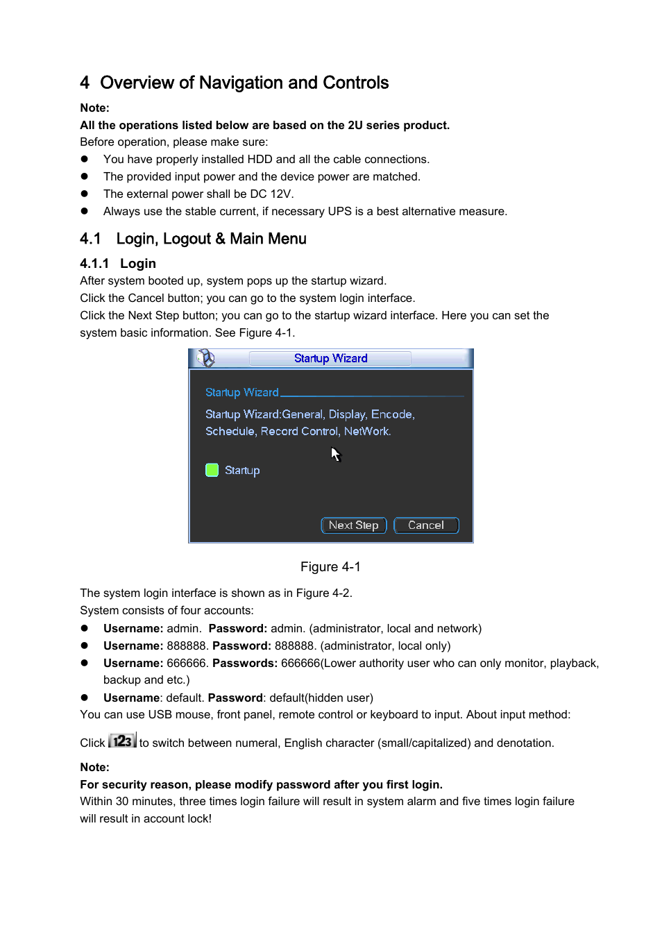 4 overview of navigation and controls, 1 login, logout & main menu | DVR systems DVRxx04HF-A Series User Manual | Page 54 / 181