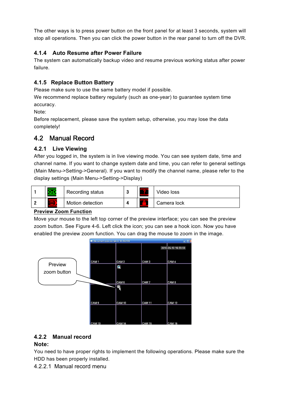 2 manual record | DVR systems DVRxx04HF-A Series User Manual | Page 56 / 181