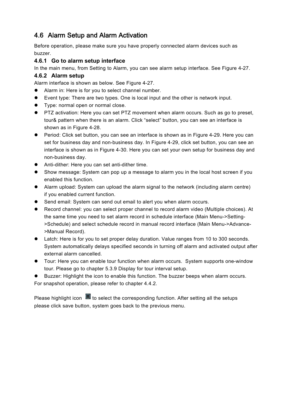 6 alarm setup and alarm activation | DVR systems DVRxx04HF-A Series User Manual | Page 70 / 181