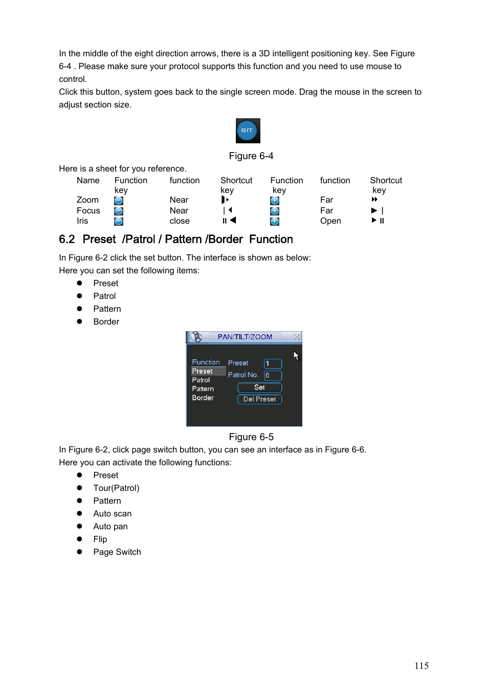 2 preset /patrol / pattern /border function | DVR systems DVRxx04HF-S Series User Manual | Page 125 / 194