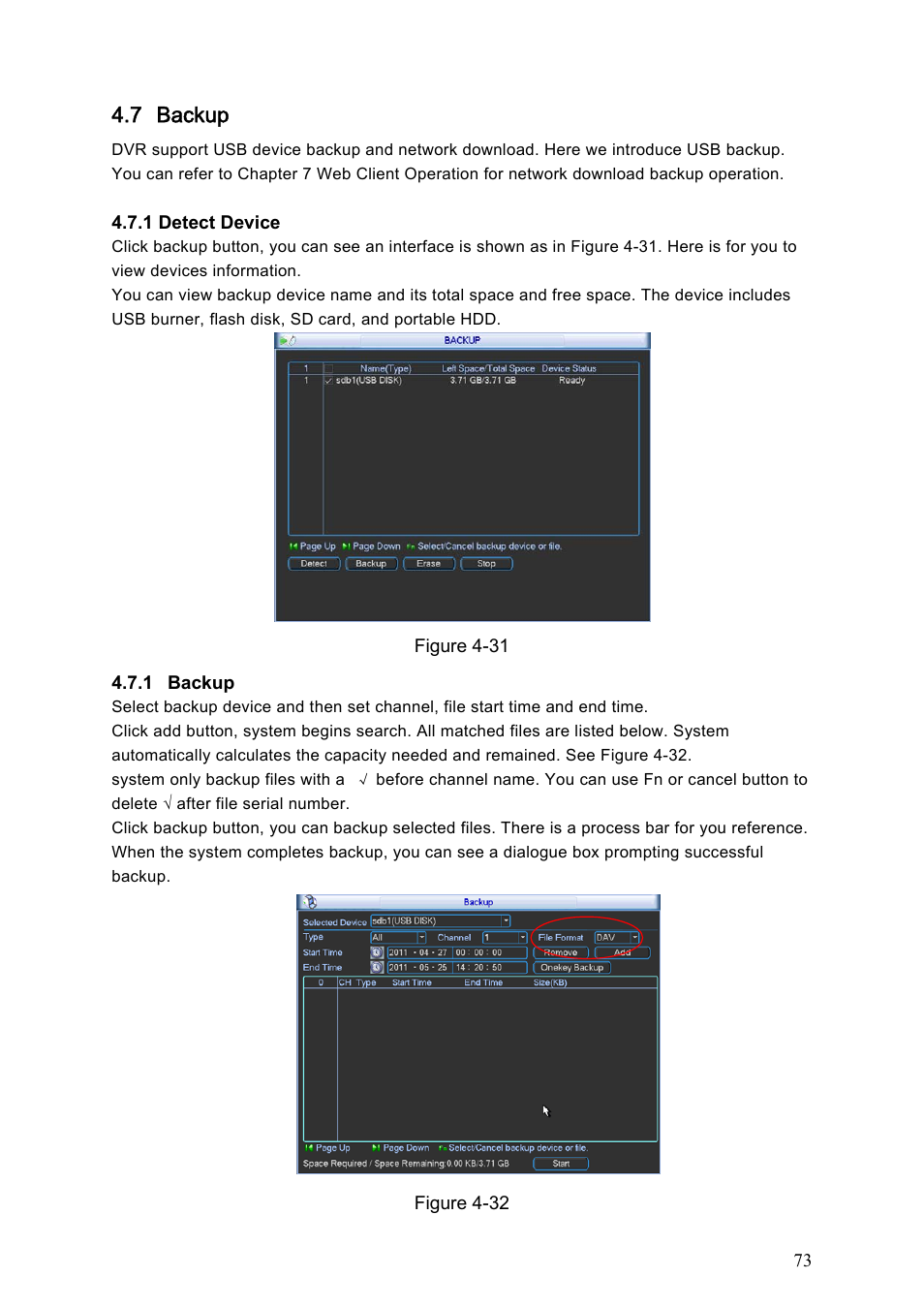 7 backup | DVR systems DVRxx04HF-S Series User Manual | Page 83 / 194