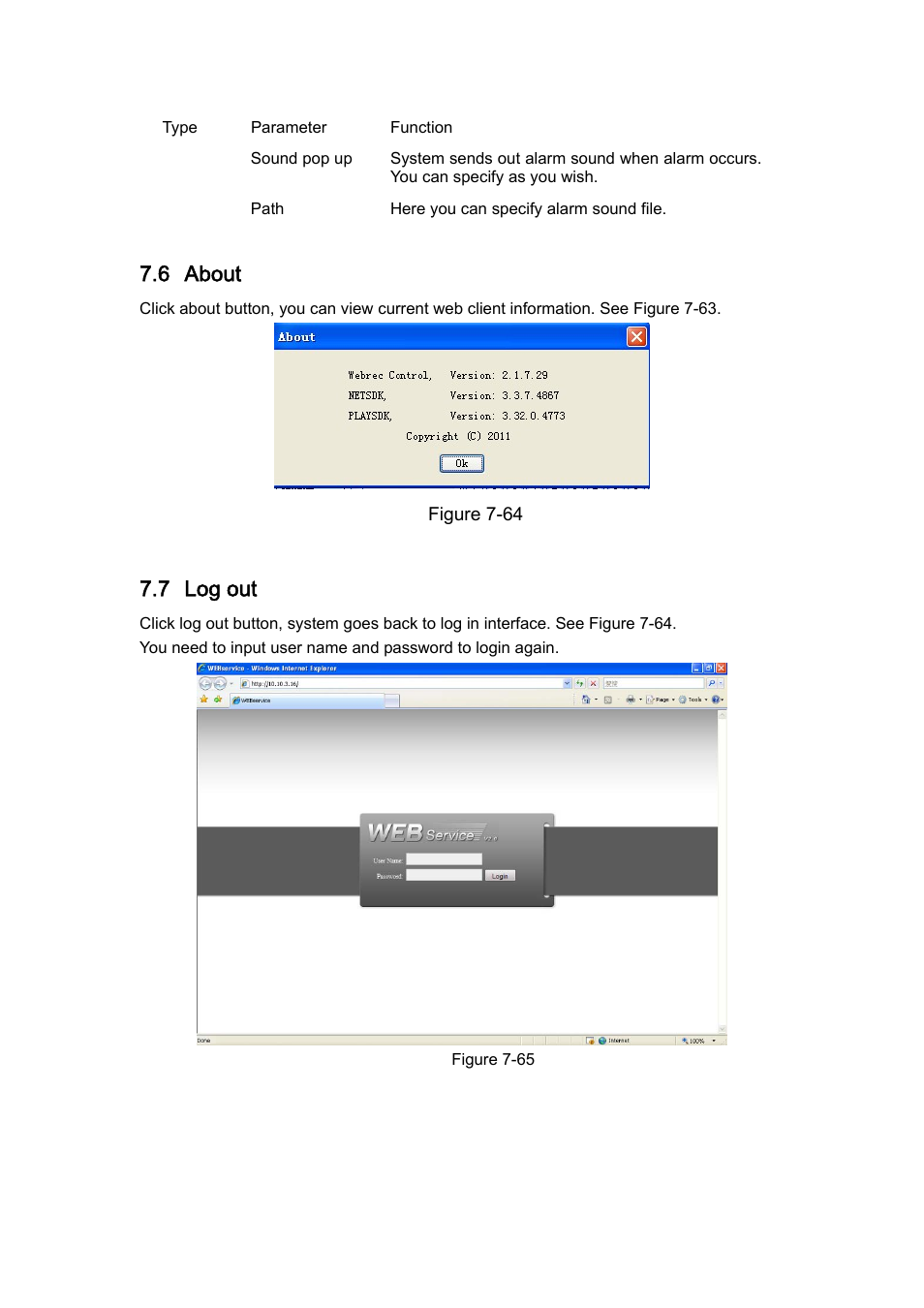 6 about, 7 log out | DVR systems DVRxx04HF-U Series User Manual | Page 168 / 193