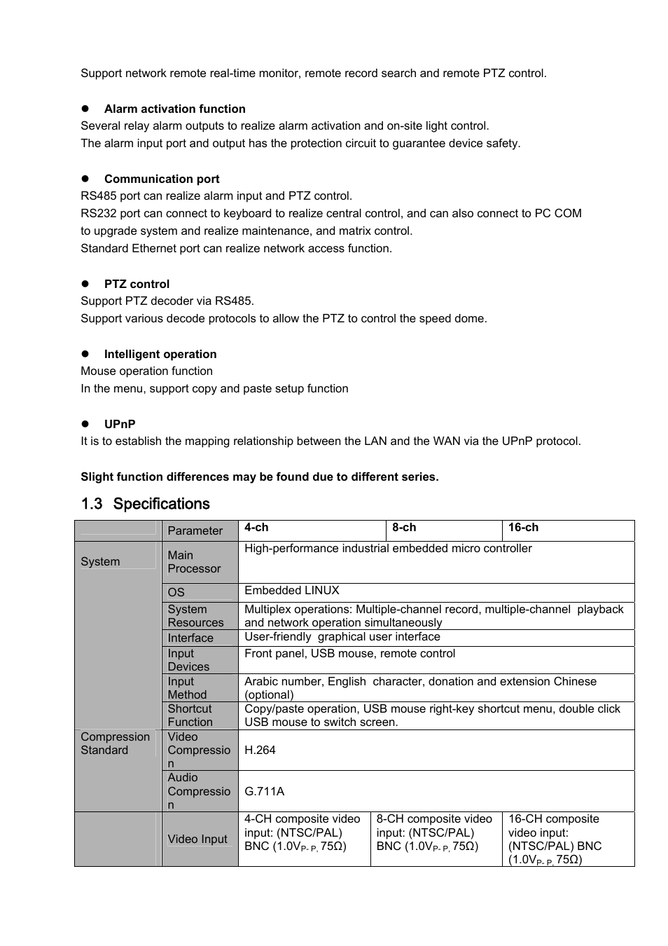 3 specifications | DVR systems DVRxx04LE-A Series User Manual | Page 11 / 156