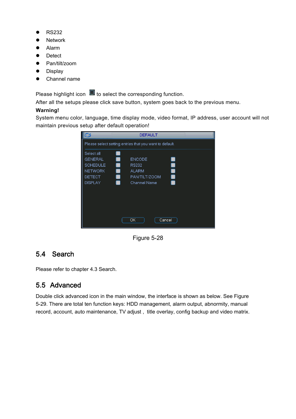 4 search, 5 advanced | DVR systems DVRxx04LE-A Series User Manual | Page 72 / 156