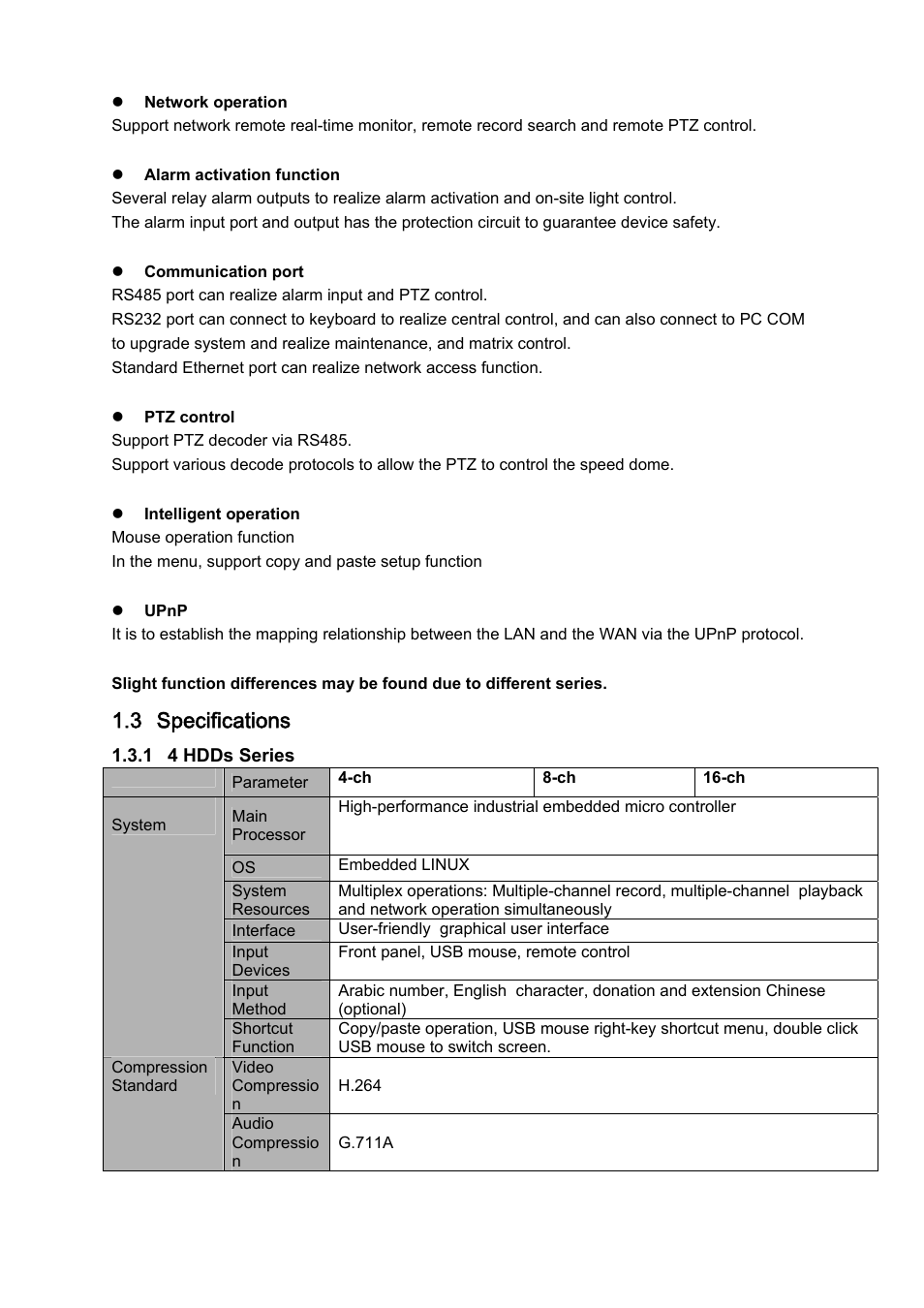 3 specifications | DVR systems DVRxx04LE-S(U) Series User Manual | Page 11 / 174