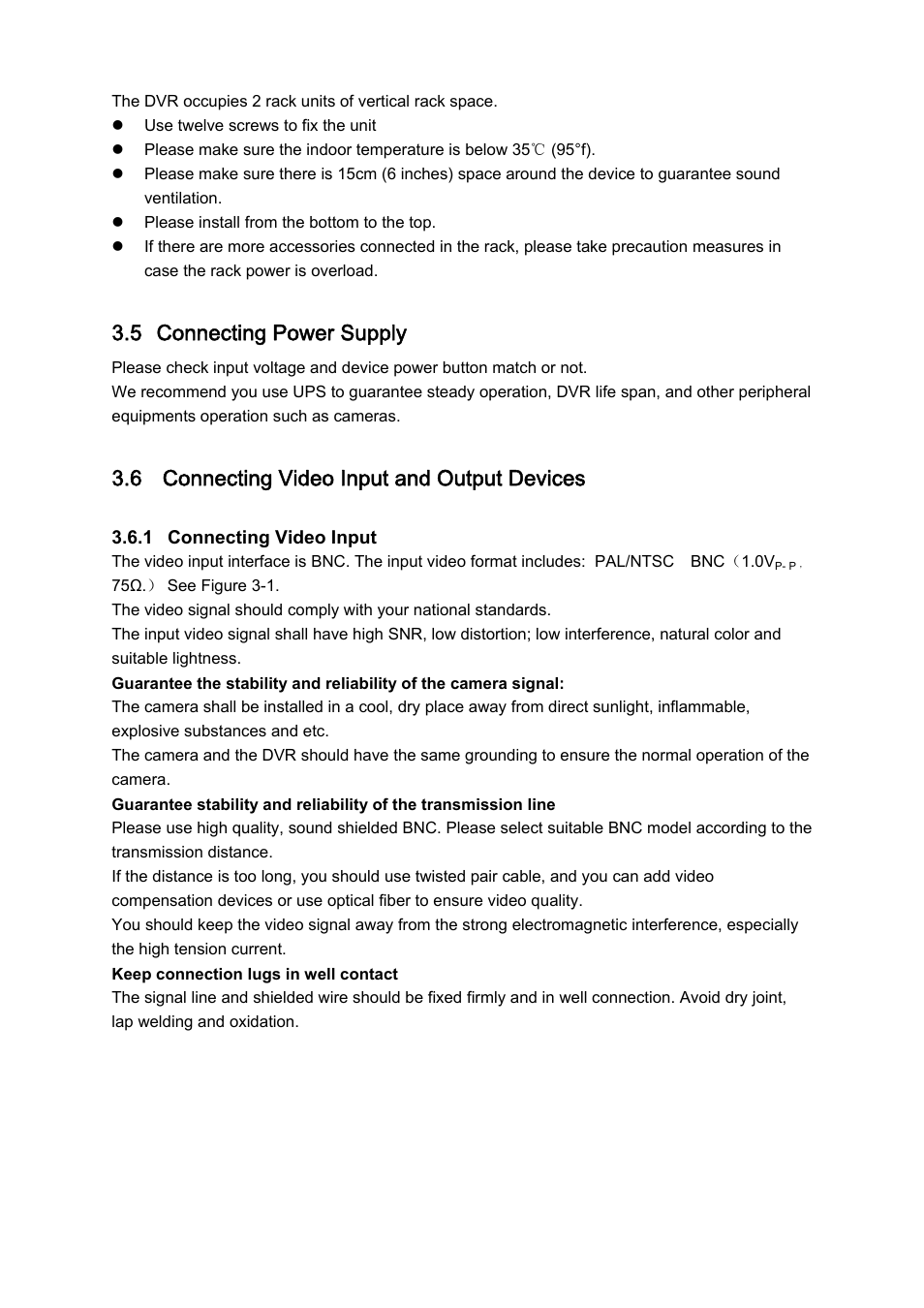 5 connecting power supply, 6 connecting video input and output devices | DVR systems DVRxx04LE-S(U) Series User Manual | Page 37 / 174