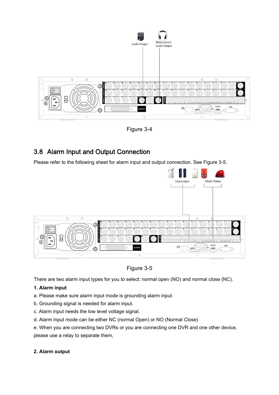 8 alarm input and output connection | DVR systems DVRxx04LE-S(U) Series User Manual | Page 40 / 174