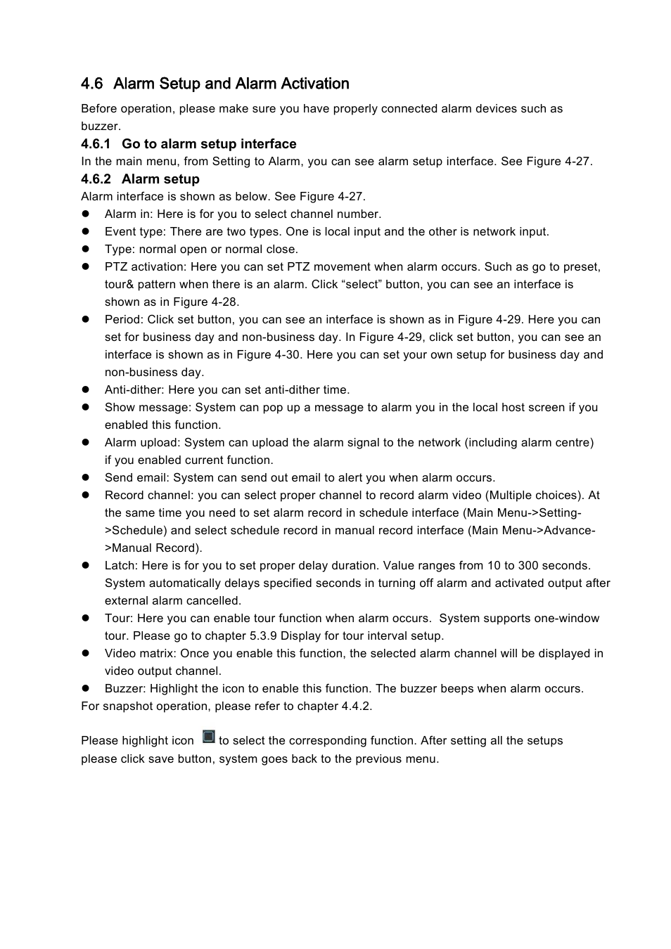 6 alarm setup and alarm activation | DVR systems DVRxx04LE-S(U) Series User Manual | Page 61 / 174