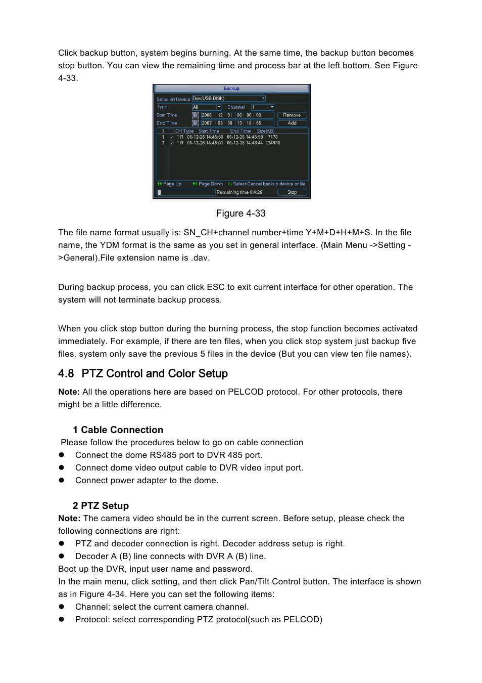 8 ptz control and color setup | DVR systems DVRxx04LE-S(U) Series User Manual | Page 64 / 174