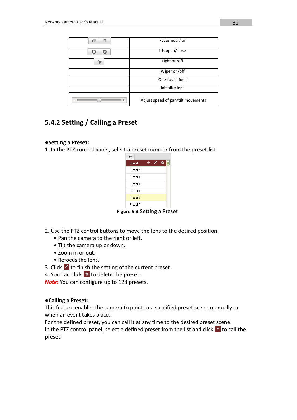 2 setting / calling a preset | DVR systems IPC User Manual | Page 33 / 93