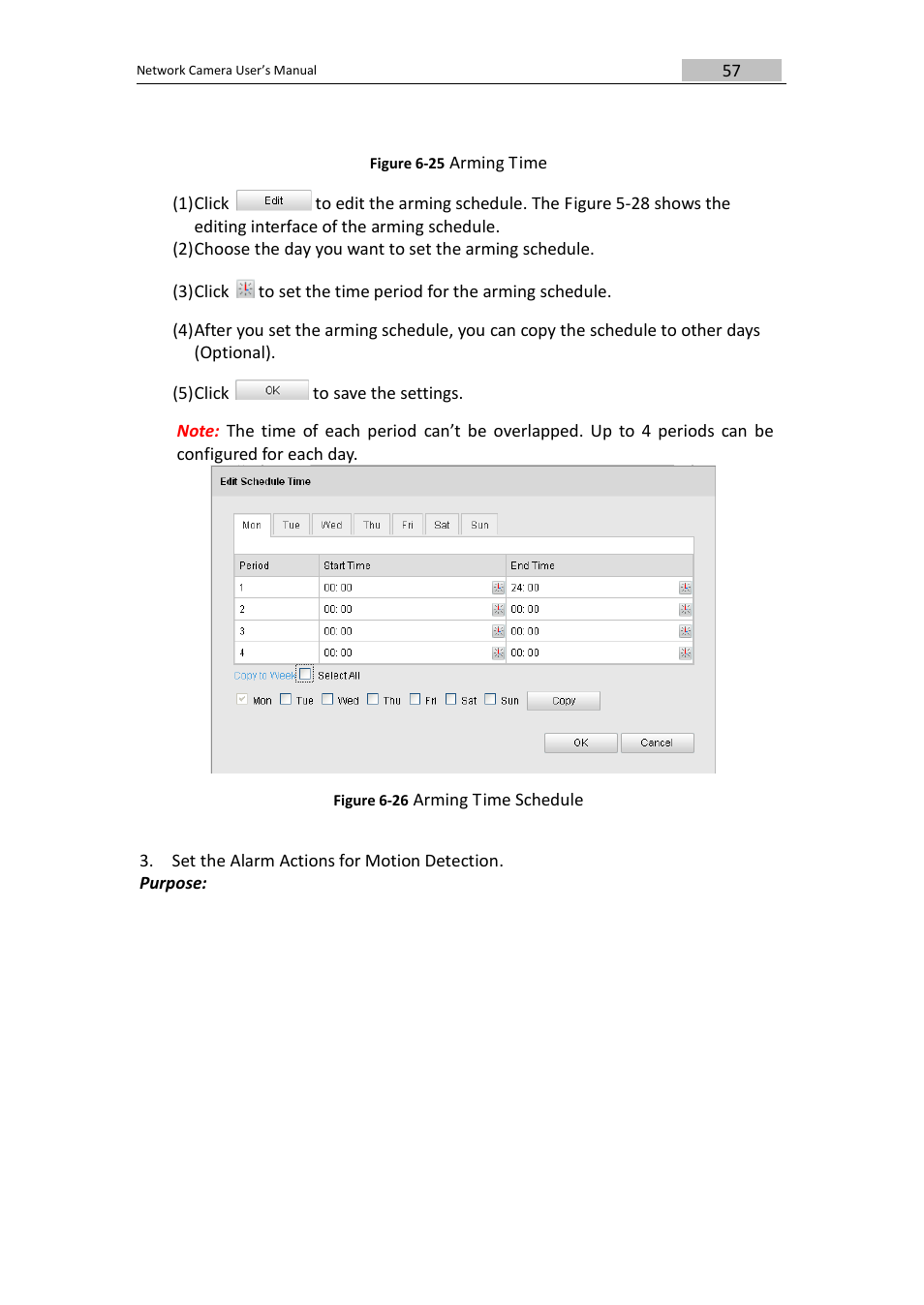 Arming t ime, 5) click to save the settings, Arming t ime schedule | DVR systems IPC User Manual | Page 58 / 93