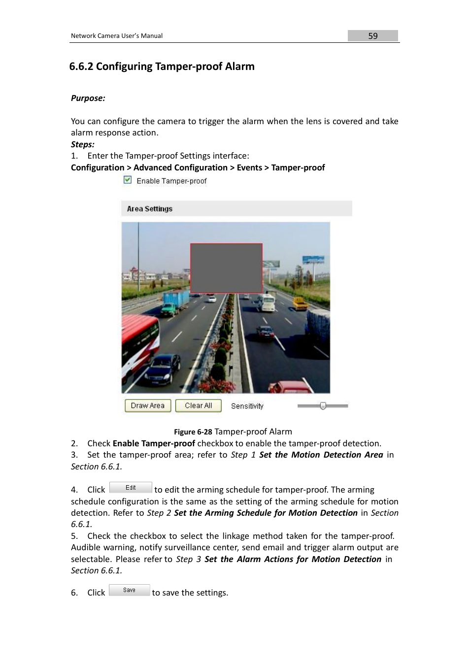 2 configuring tamper-proof alarm, Click to save the settings | DVR systems IPC User Manual | Page 60 / 93