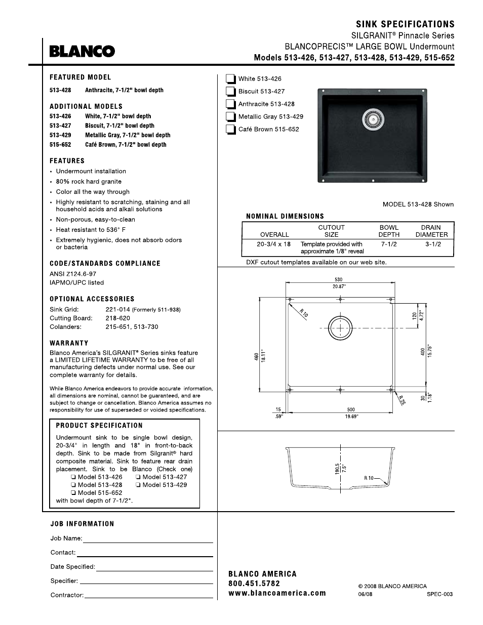 Blanco 513-652 User Manual | 1 page