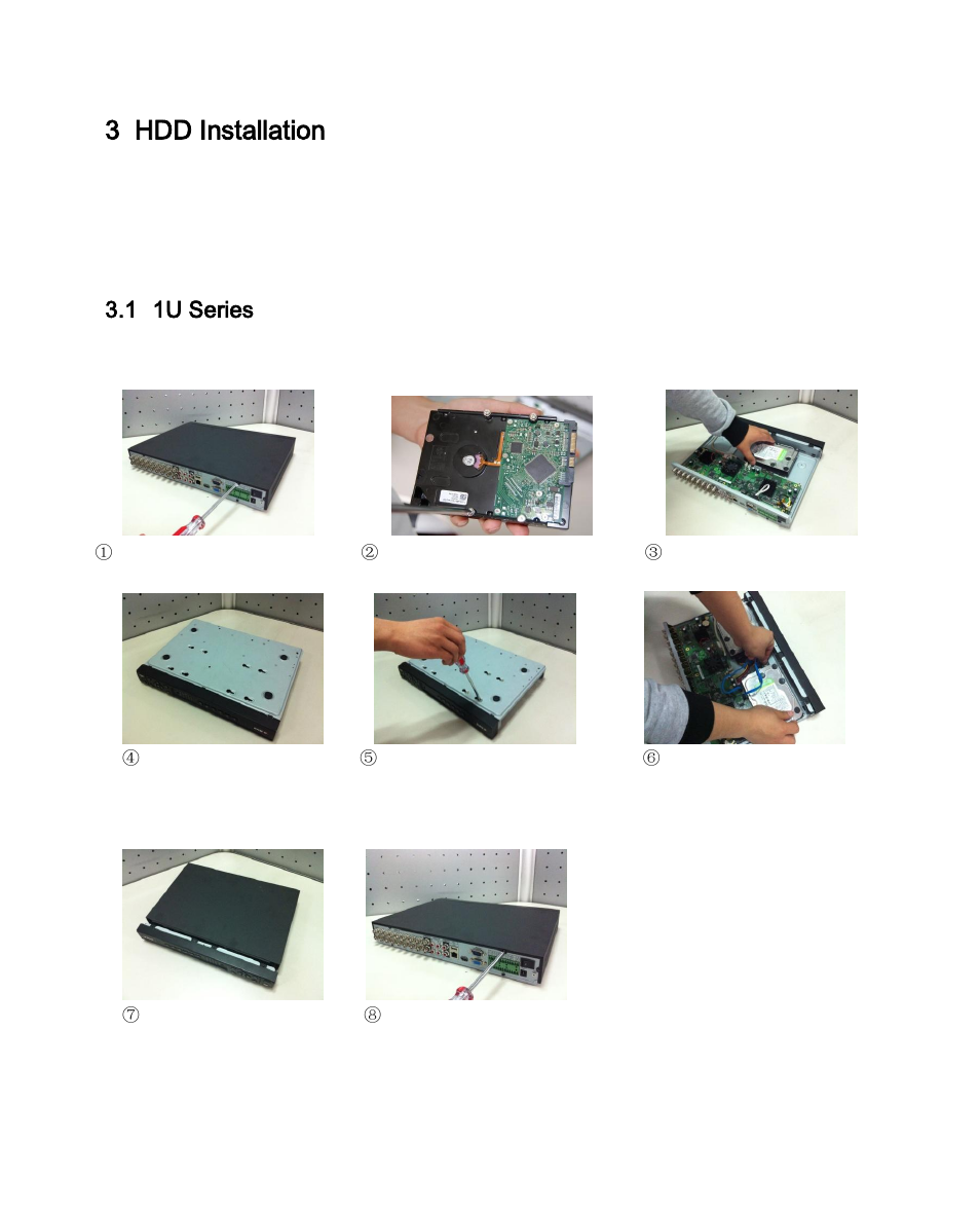 3 hdd installation, 1u series, 1 1u series | DVR systems NVR38xx Series User Manual | Page 28 / 138