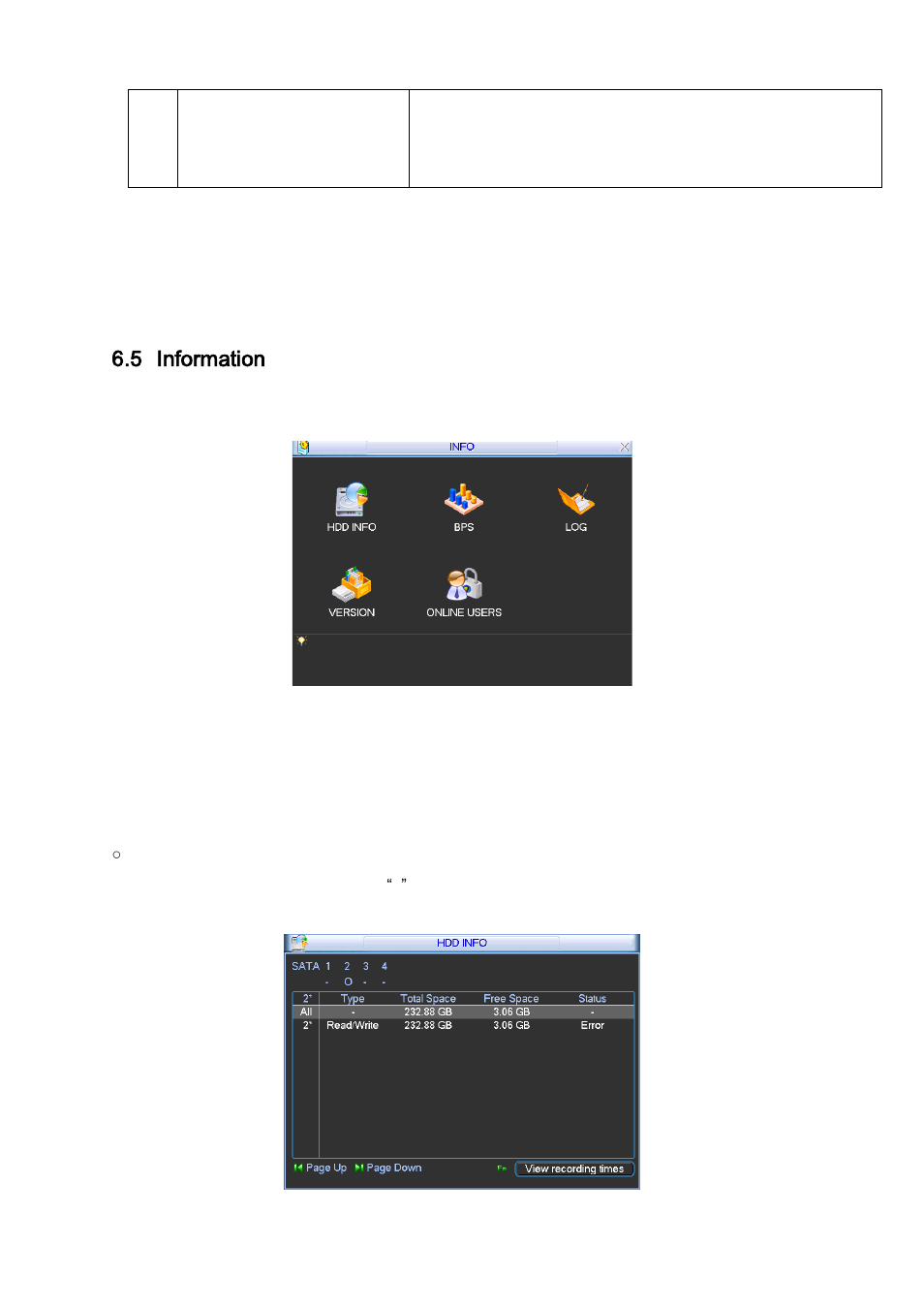 Information, Hdd information, 5 information | DVR systems NVR38xx Series User Manual | Page 38 / 138