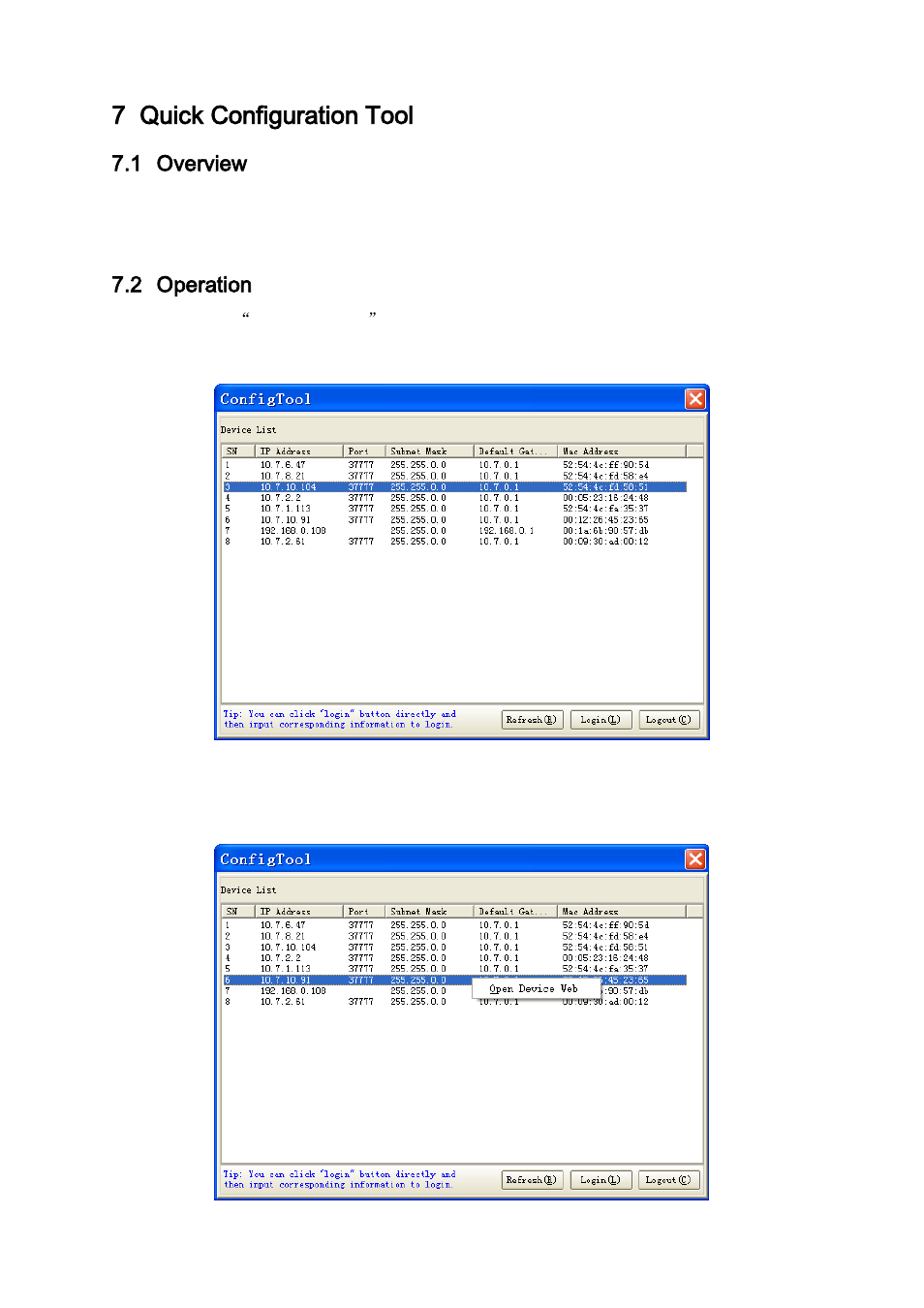 7 quick configuration tool, Overview, Operation | 1 overview, 2 operation | DVR systems NVR38xx Series User Manual | Page 76 / 138