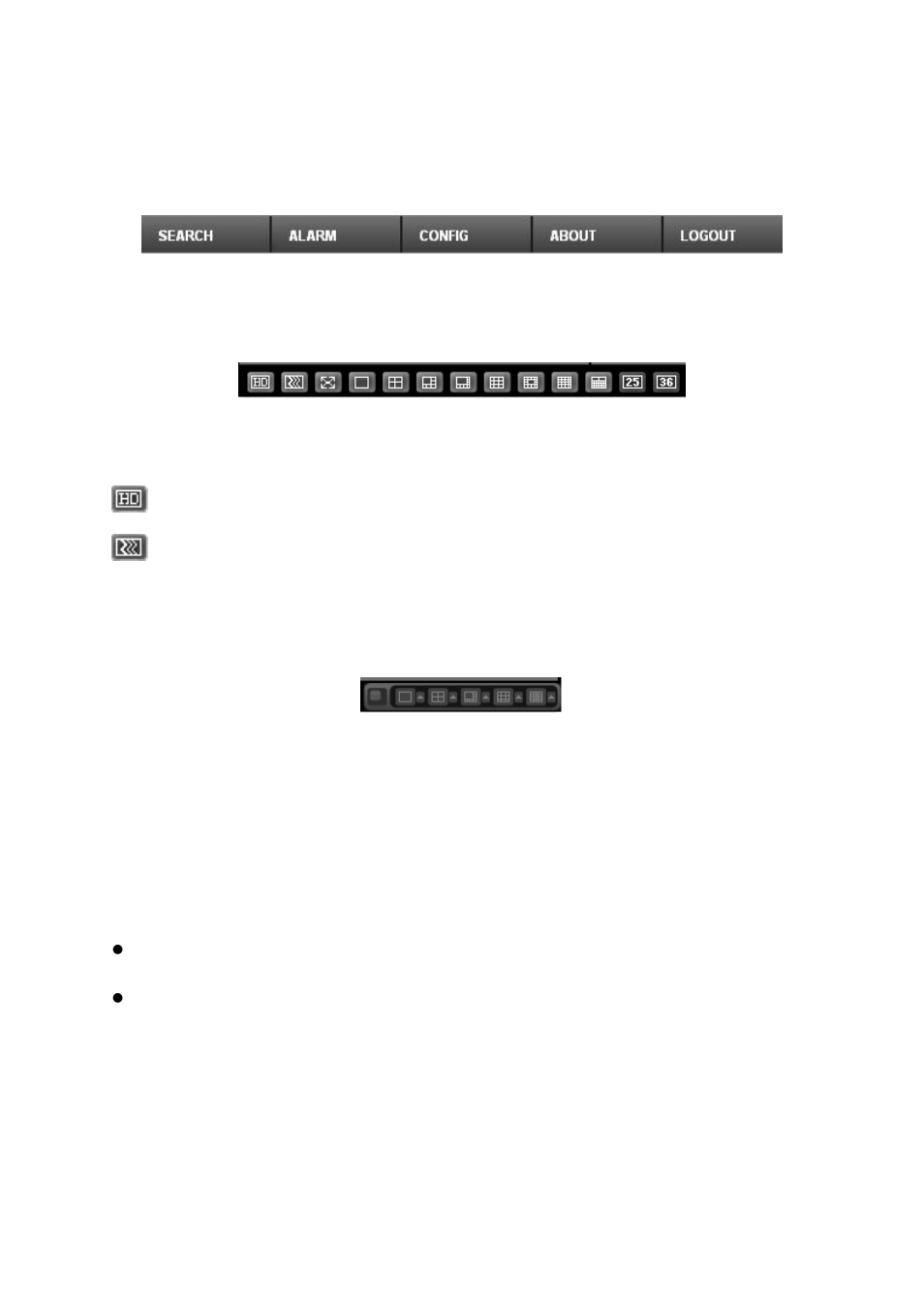 System menu, Monitor window switch, Preview window switch | Ptz control | DVR systems NVR38xx Series User Manual | Page 83 / 138
