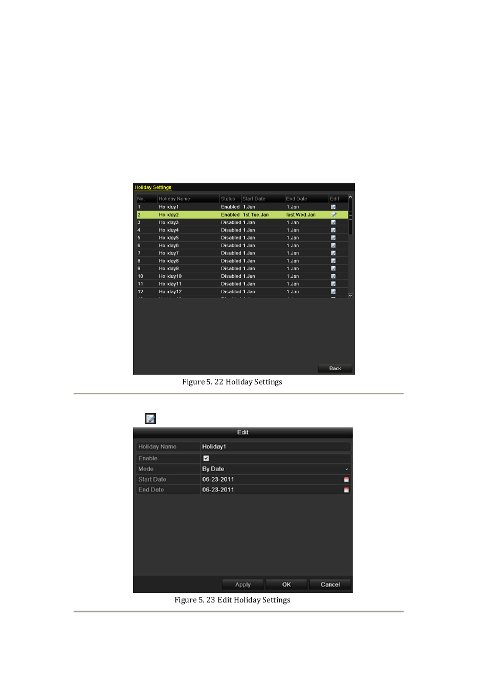 6 configuring holiday record and capture | DVR systems NVR60xx Series User Manual | Page 72 / 192