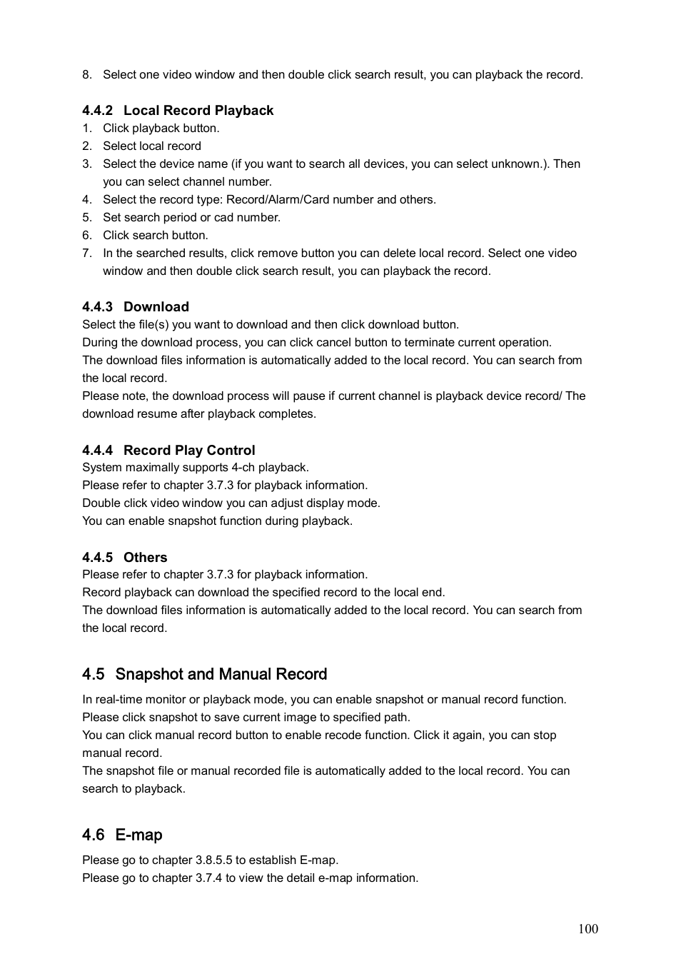 5 snapshot and manual record, 6 e-map | DVR systems PSS ENG User Manual | Page 106 / 112