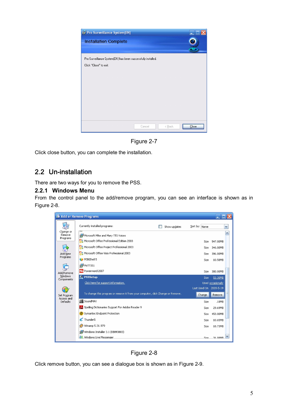2 un-installation | DVR systems PSS ENG User Manual | Page 11 / 112