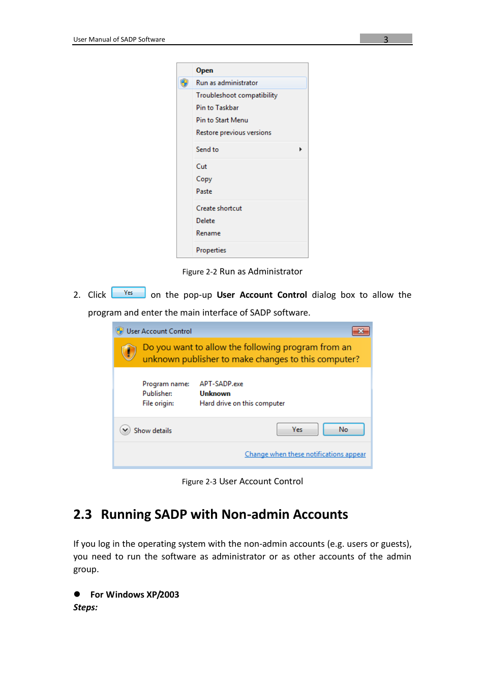 3 running sadp with non-admin accounts, Running sadp with non-admin accounts | DVR systems SADP User Manual | Page 5 / 10