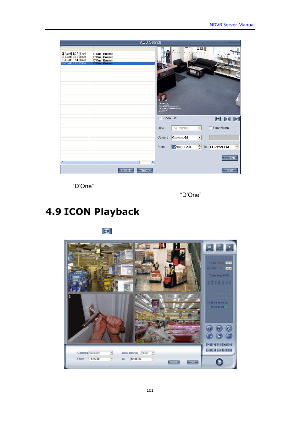 9 icon playback | DVR systems WatchNET Software User Manual | Page 101 / 139