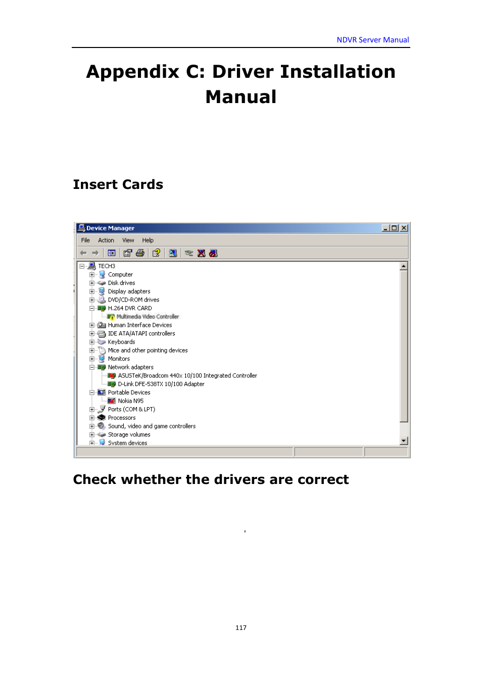 Appendix c: driver installation manual, Insert cards, Check whether the drivers are correct | DVR systems WatchNET Software User Manual | Page 117 / 139