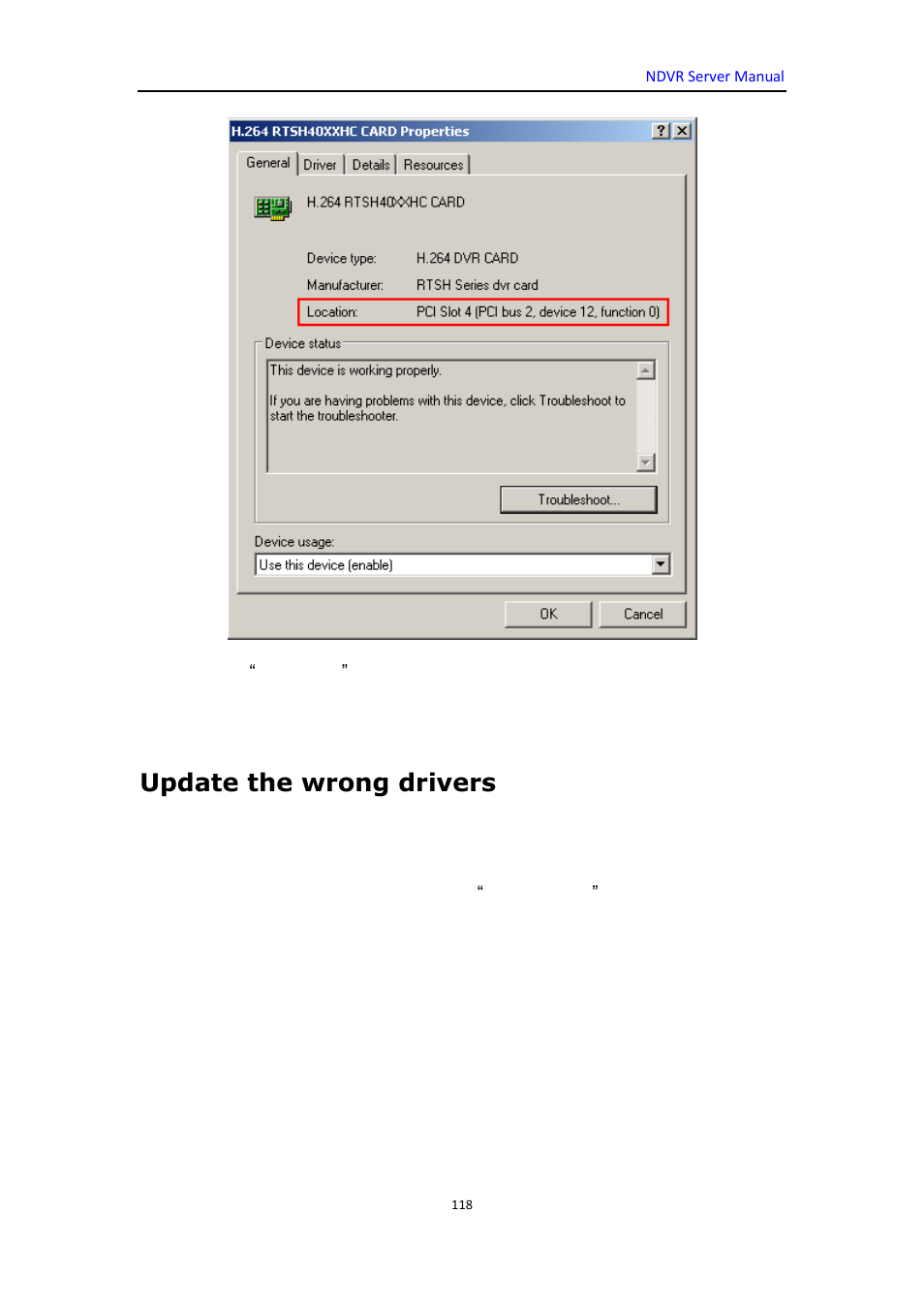 Update the wrong drivers | DVR systems WatchNET Software User Manual | Page 118 / 139