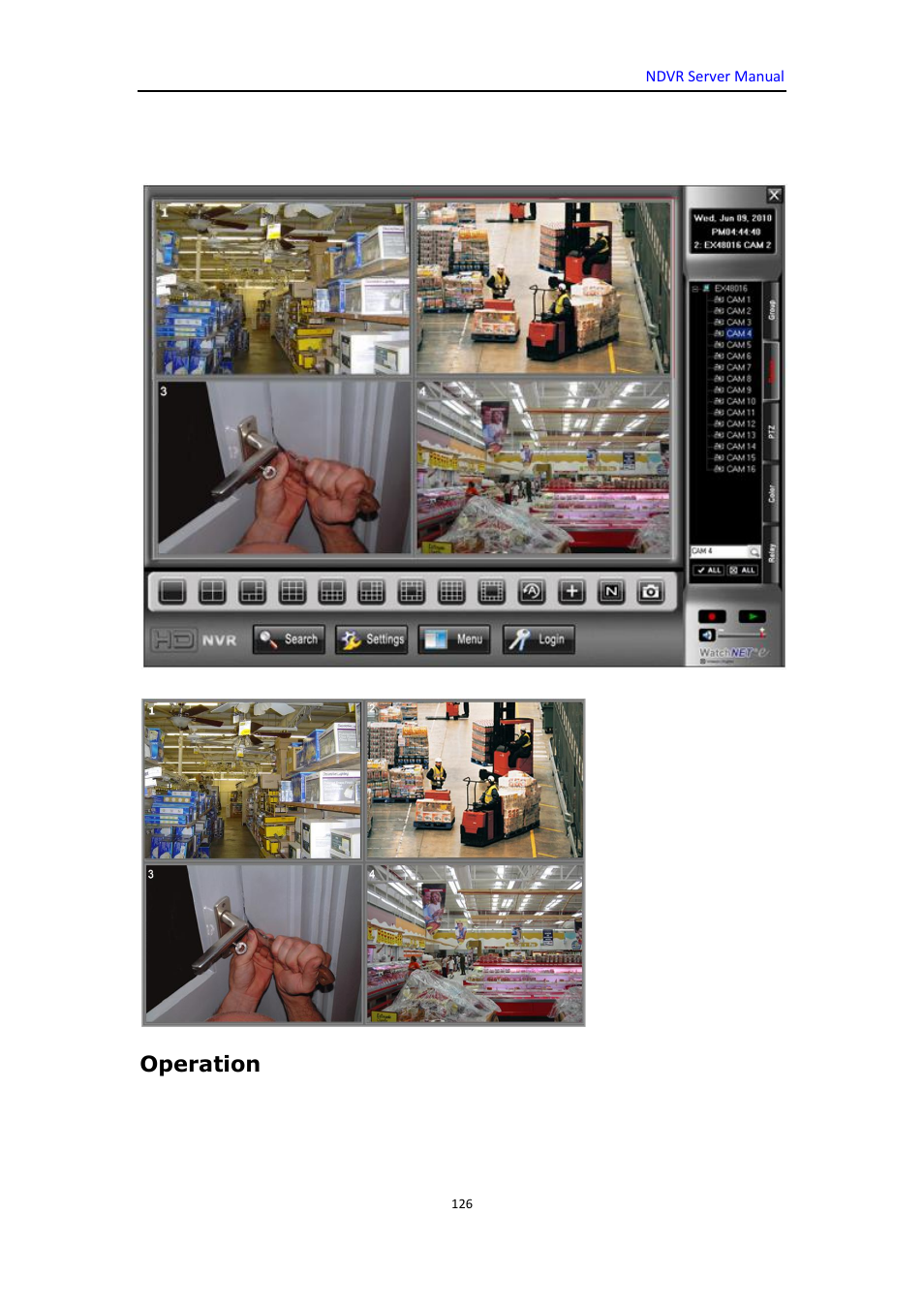 Operation | DVR systems WatchNET Software User Manual | Page 126 / 139